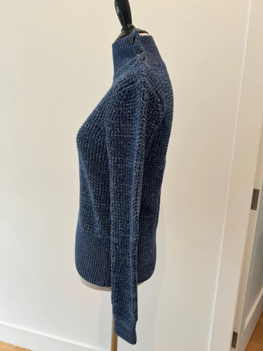 Women’s GAP Small Navy Button-Shoulder Turtleneck Sweater